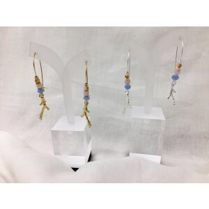 Earrings Creole with glass beads and abstract pendants