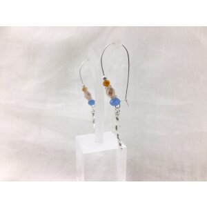 Earrings Creole with glass beads and abstract pendants