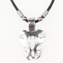 Leather necklace with tribal pendant for women and men, length 45cm, lobster clasp