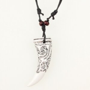 Leather necklace with sabber tooth pendant for women and...