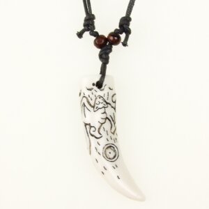 Leather necklace with saber tooth pendant for women and...