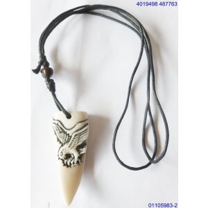 Leather necklace with sabber tooth with eagle print...