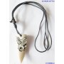 Leather necklace with sabber tooth with eagle print pendant for women and men, length 45cm, lobster clasp
