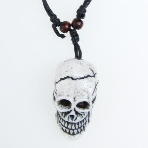 Leather necklace with dead skull pendant for women and...