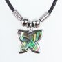 Leather necklace with butterfly pendant for women, men and children, length 45cm, lobster clasp