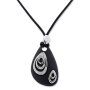 Leather necklace with an abstract oval pendant for women and men, length 45cm, lobster clasp