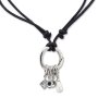 Leather necklace by Venture with circular pendants and many small pendants 32 cm brass SR-20487