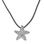 Leather necklace with starfish pendant with rhinestones  for women and men, length 45cm, lobster clasp