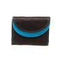 Small wallet made from real nappa leather black+royal blue