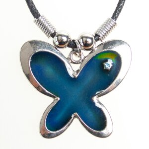 Mood necklace with a big butterfly with rhinestone...