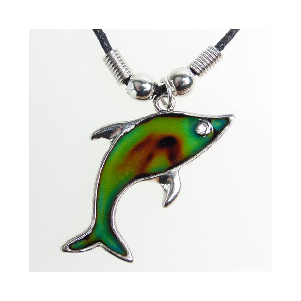 Mood necklace with an dolphin with rhinestone SR-20502 Length 45cm, lobster clasp