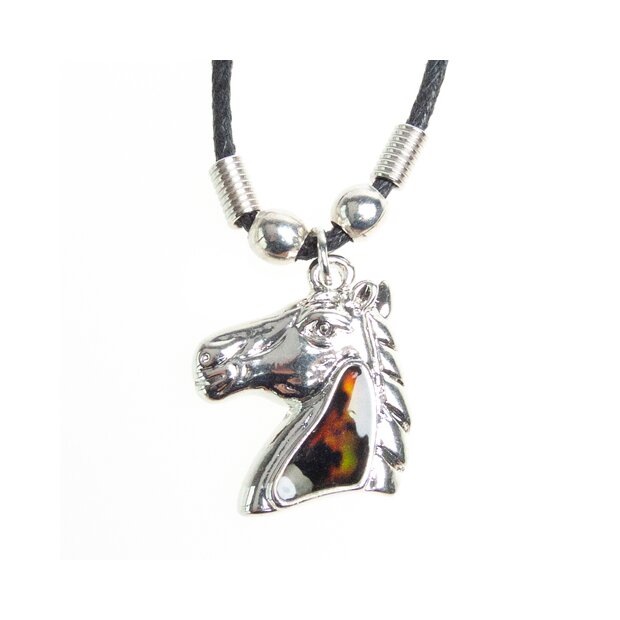 Mood necklace with horse head pendant, SR-20507, Length 45cm, lobster clasp