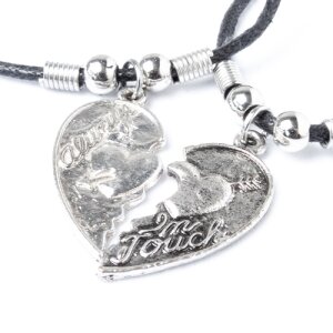 Friendship necklace with half hearts as 2 hearts (2 pc) &quot;in Touch&quot; SR-20520, Length 48cm, Lobster clasp