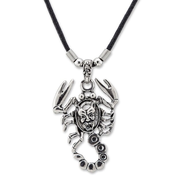 Leather necklace with scorpio pendant for women and men, SR-20525,  length 45cm, lobster clasp