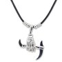 Leather necklace with Skeletal hand and scythe pendant for women and men, SR-20529,  length 45cm, lobster clasp