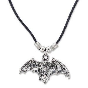 Leather necklace with bat pendant for women and men,...