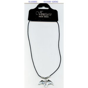 Leather necklace with bat pendant for women and men, SR-20532, length ca.45cm, lobster clasp