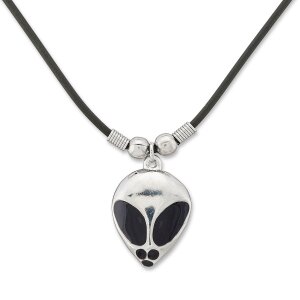 Leather necklace with Alien pendant for women and men,...
