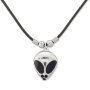 Leather necklace with Alien pendant for women and men, SR-20534, length ca.45cm, lobster clasp