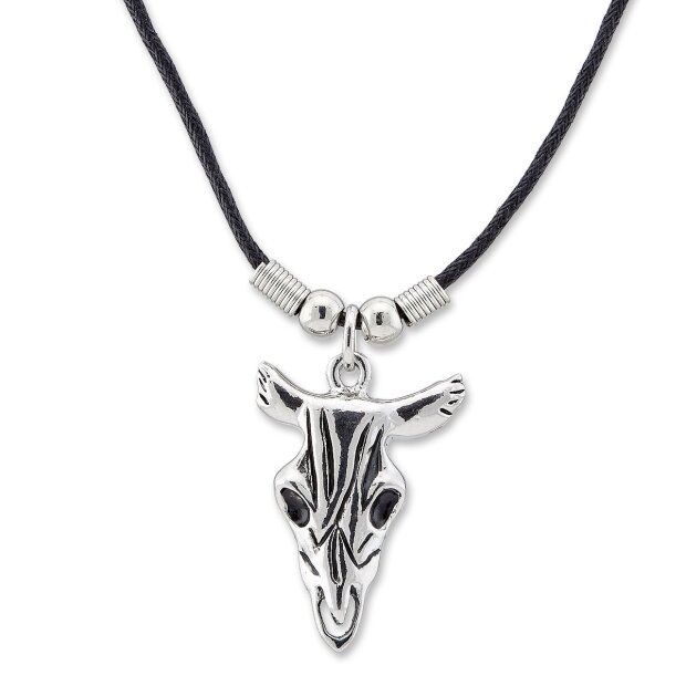 Leather necklace with Animal skull pendant for women and men, SR-20537, length ca.45cm, lobster clasp