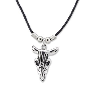 Leather necklace with Animal skull pendant for women and...