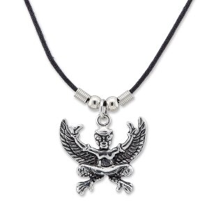 Leather necklace with Indian symbol as pendant for women...