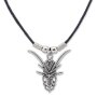Leather necklace with Tribal Chief masks pendant for women and men, SR-20540,  length 45cm, lobster clasp