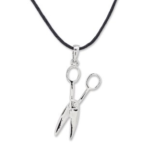 Leather necklace with an scissors as pendant for women...