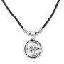 Leather necklace with an fossils symbol as pendant for women and men, SR-20562, length ca.45cm, lobster clasp