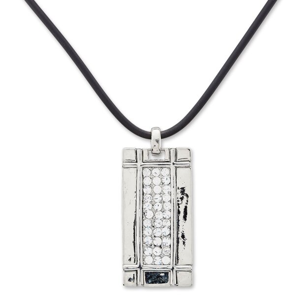 Necklace with rectangular rhinestone studded pendant for women by Venture,SR-20569, length 41cm