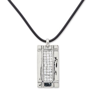Necklace with rectangular rhinestone studded pendant for...