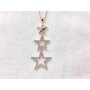 Necklace with 3 stars pendant with rhinestones, SR-20594 rose gold