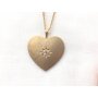 Necklace with rhinestone studded hearth pendant, SR-20600 gold