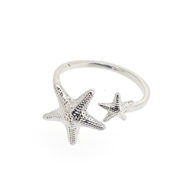 Ring with two starfish, SR-20619 silber