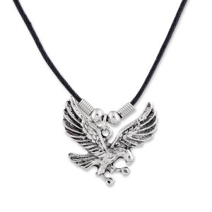 Leather necklace with a hawk pendant for men and women,...