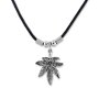 Leather necklace with an hemp leaf pendant for men and women, length 45cm, lobster clasp, SR-20624