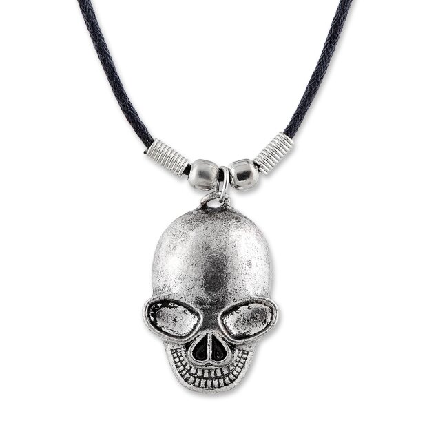 Leather necklace with an dead skull pendant for men and women, length 45cm, lobster clasp, SR-20628