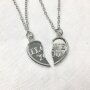 Necklace with friendship pendant, set of 2, I LOVE YOU, SR-20650, length 45cm silver