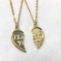 Necklace with friendship pendant, set of 2, I LOVE YOU, SR-20650, length 45cm gold