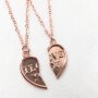 Necklace with friendship pendant, set of 2, I LOVE YOU, SR-20650, length 45cm rose Gold