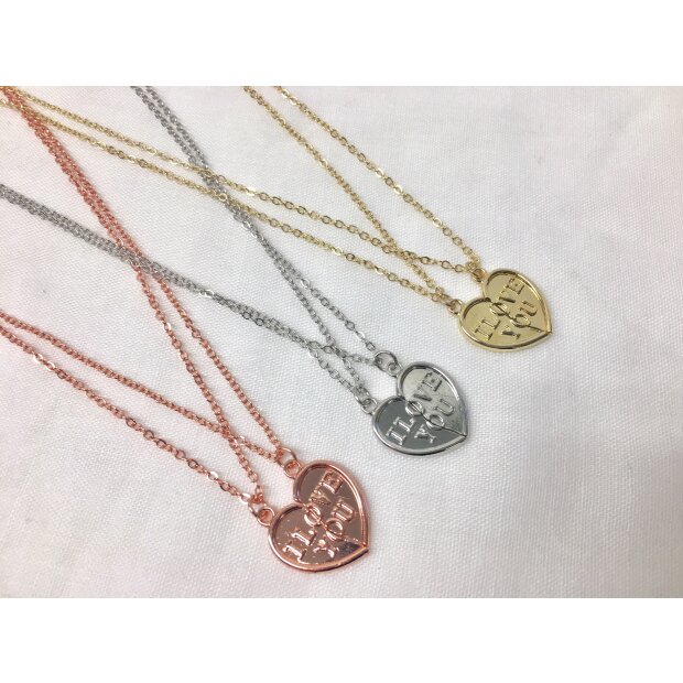 Necklace with friendship pendant, set of 2, I LOVE YOU, SR-20651, length 45cm