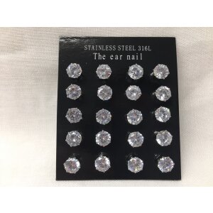 Stainless steel ear stud display with 10 pairs, crystal,SR-20655