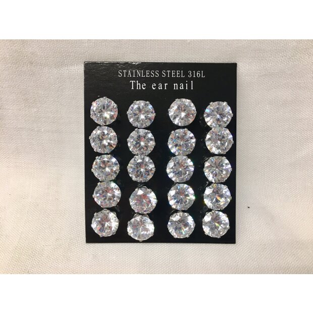 Edelstahl Ohrstecker Display, 10 Paar,kristall, 10mm SR-20655
