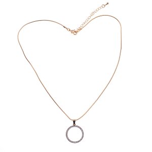 Necklace with circular rhinestone-studded pendant, length 40cm, SR-20663