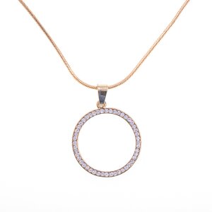 Necklace with circular rhinestone-studded pendant, length 40cm, SR-20663