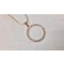 Necklace with circular rhinestone-studded pendant, length...