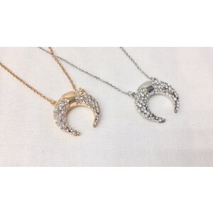 Necklace with rhinestone-studded pendant, length 40cm,...