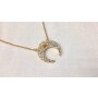 Necklace with rhinestone-studded pendant, length 40cm, SR-20664 gold