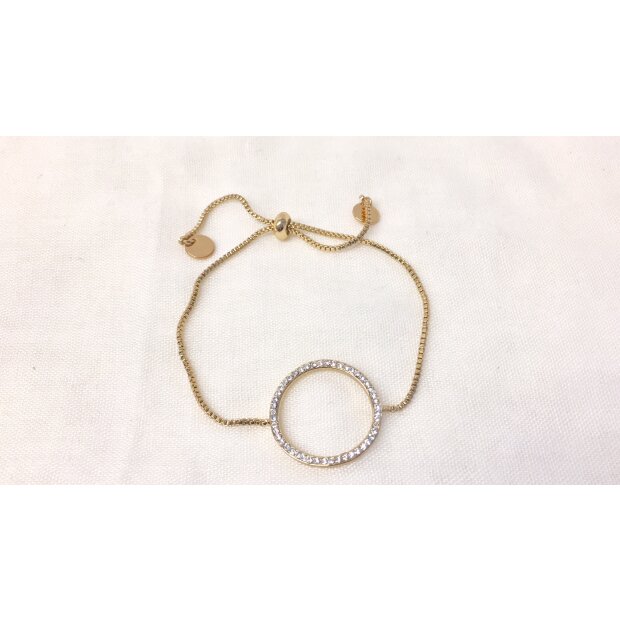Rhinestone bracelet, adjustable length, SR-20669 gold