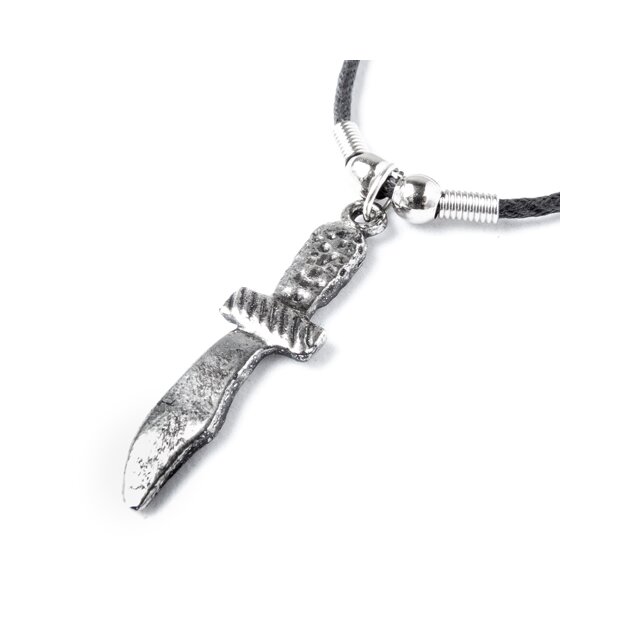 Leather necklace with a saber pendants  for men and women, length 45cm, lobster clasp, SR-20674